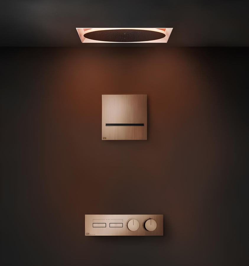 Термостат Gessi HI-FI, до 2-х функций одновременно, встраиваемый, внешняя часть, цвет Copper PVD - изображение 1