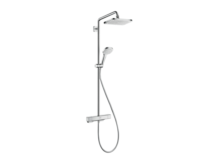 На изображении товар Душевая система Hansgrohe Croma E Showerpipe 280 1jet, цвет хром от официального представителя в Москве