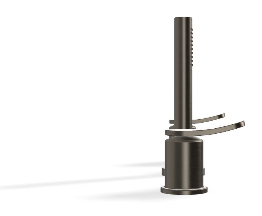 Смеситель для ванны Carlo Frattini Flo, на борт, без излива, с вытяжным ручным душем, нейлоновым шлангом 1500 мм, цвет брашированный чёрный хром - изображение 2