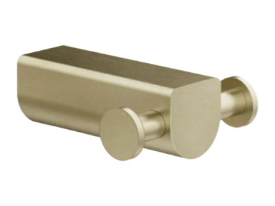 На изображении товар Крючок Gessi Rilievo, настенный, двойной, ширина 66 мм, цвет Brushed Brass PVD от официального представителя в Москве