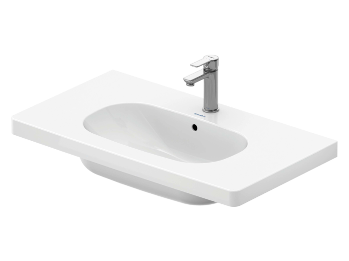 На изображении товар Раковина Duravit D-Code для мебели, 850х480 мм, 1 отверстие под смеситель, цвет белый от официального представителя в Москве
