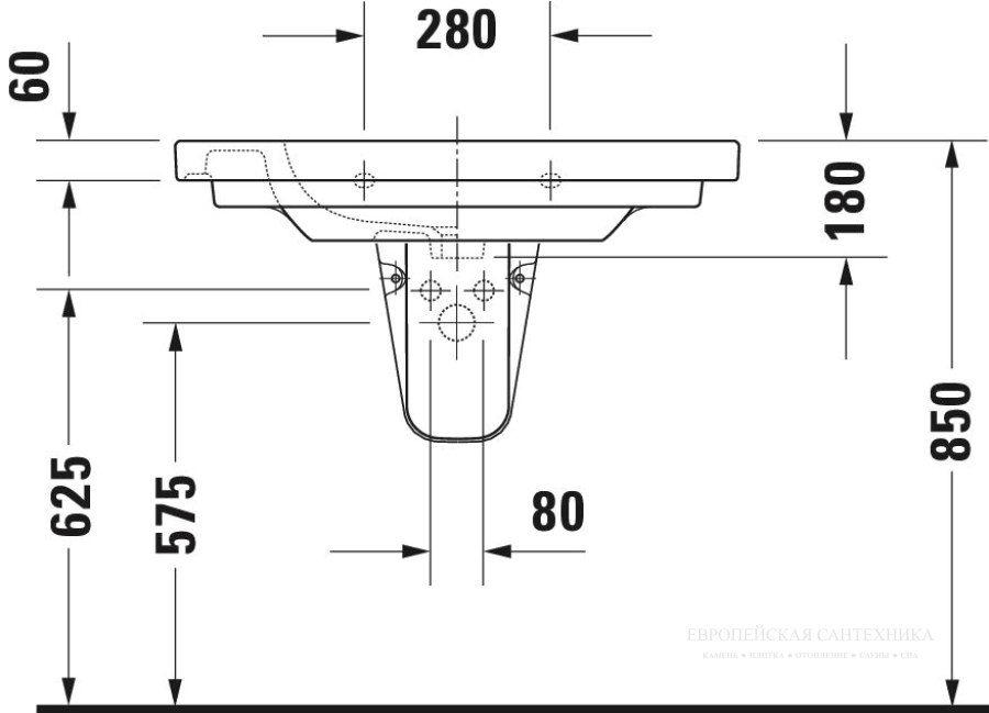 Раковина Duravit D-Code для мебели, 850х480 мм, 1 отверстие под смеситель, цвет белый - изображение 8