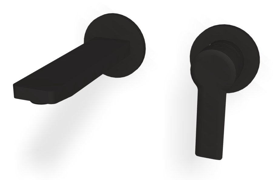 Смеситель для раковины Carlo Frattini Mast, настенный, с донным клапаном Click-Clack, L-167 мм, внешняя часть, цвет чёрный матовый