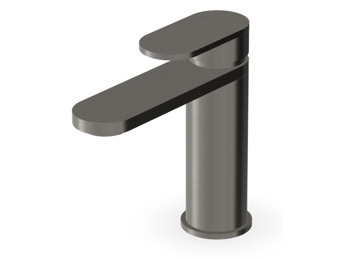 На изображении товар Смеситель Zucchetti Octo, для раковины, однорычажный, с аэратором, гибкие шланги, без донного клапана, цвет Brushed Metal Black от официального представителя в Москве