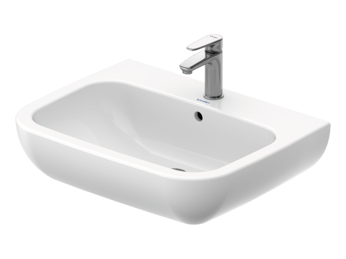 На изображении товар Раковина Duravit D-Code подвесная, 650х500 мм, с 1 отверстием под смеситель, цвет белый от официального представителя в Москве