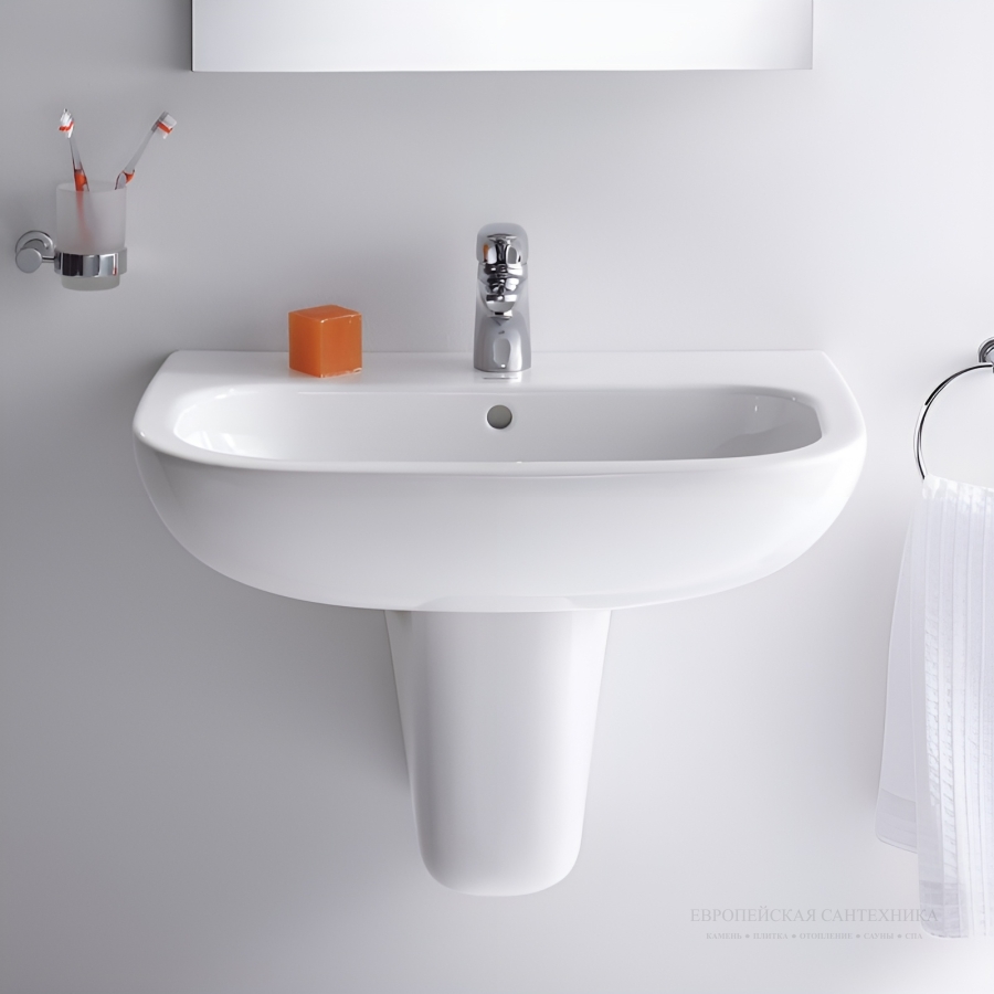 Раковина Duravit D-Code подвесная, 650х500 мм, с 1 отверстием под смеситель, цвет белый - изображение 3