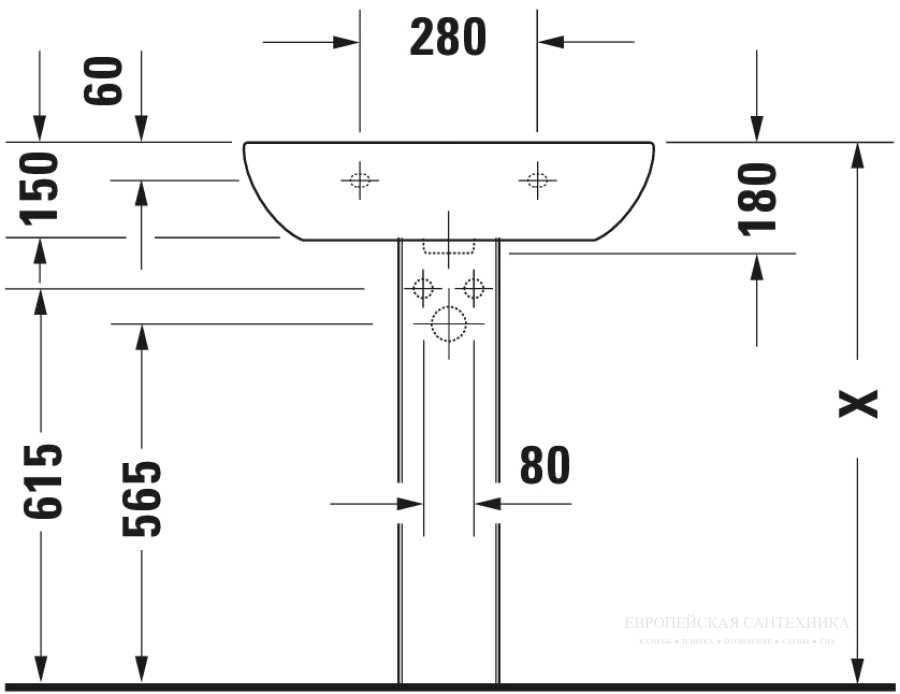 Раковина Duravit D-Code подвесная, 650х500 мм, с 1 отверстием под смеситель, цвет белый - изображение 6