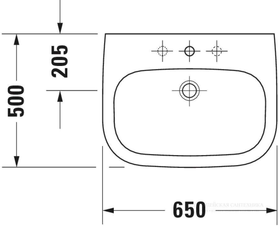 Раковина Duravit D-Code подвесная, 650х500 мм, с 1 отверстием под смеситель, цвет белый - изображение 4