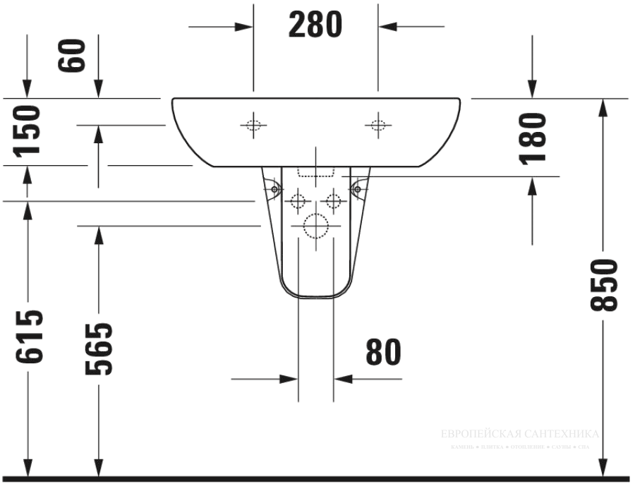 Раковина Duravit D-Code подвесная, 650х500 мм, с 1 отверстием под смеситель, цвет белый - изображение 5