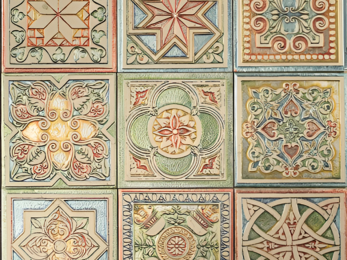 На изображении товар Akros Venezia Камень Decorative Art Etnico Classico & Rinascimento Classico Biancone Silver 9 inserti 9,8X9,8X1 от официального представителя в Москве