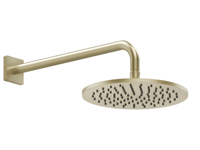 На изображении товар Верхний душ Gessi Rilievo, Ø250 мм, шарнирный, настенный, цвет Brushed Brass PVD от официального представителя в Москве