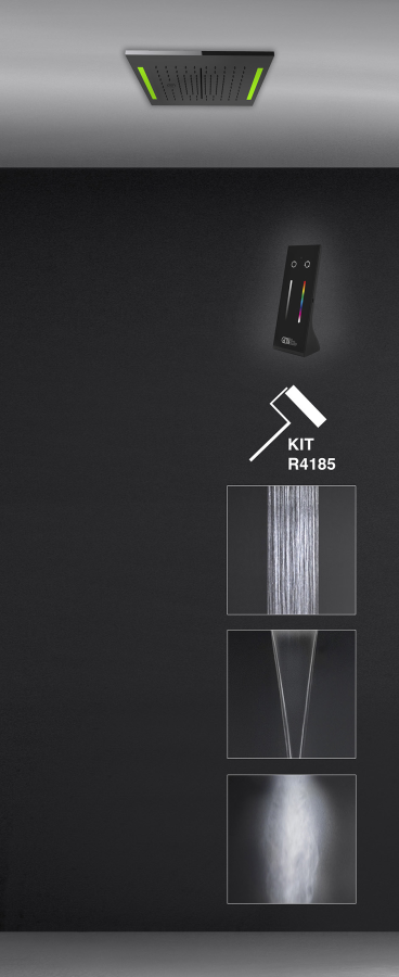 Верхний душ Gessi Colour, потолочный, функции тропический ливень, водопад, распыление, хромотерапия, скрытая часть, 350x350 мм, цвет Mirror Steel - изображение 3