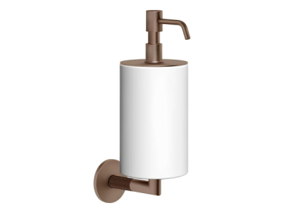 На изображении товар Дозатор для жидкого мыла Gessi Ingranaggio, настенный, цвет Copper Brushed PVD от официального представителя в Москве