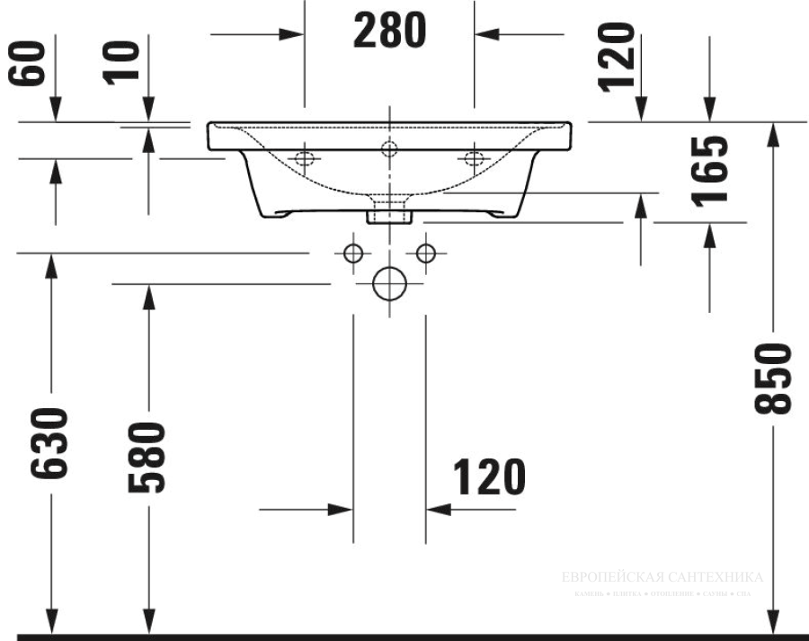 Раковина Duravit D-Neo подвесная, 600х480 мм, с переливом, 1 отверстие под смеситель, цвет белый - изображение 9