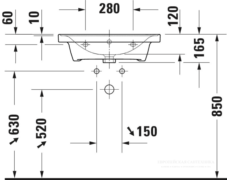 Раковина Duravit D-Neo подвесная, 600х480 мм, с переливом, 1 отверстие под смеситель, цвет белый - изображение 10