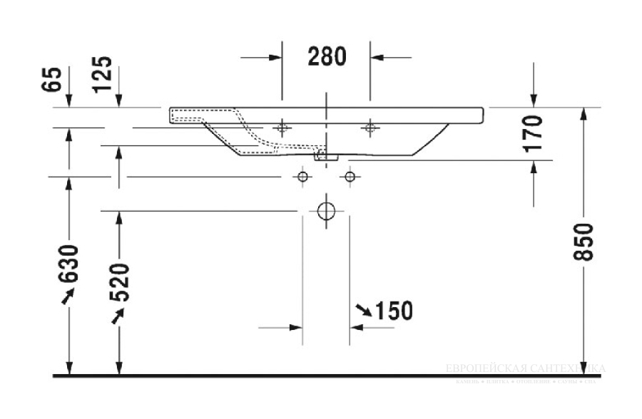 Раковина Duravit DuraStyle для мебели, 1000х480 мм, с переливом, без отверстий под смеситель, цвет белый - изображение 9