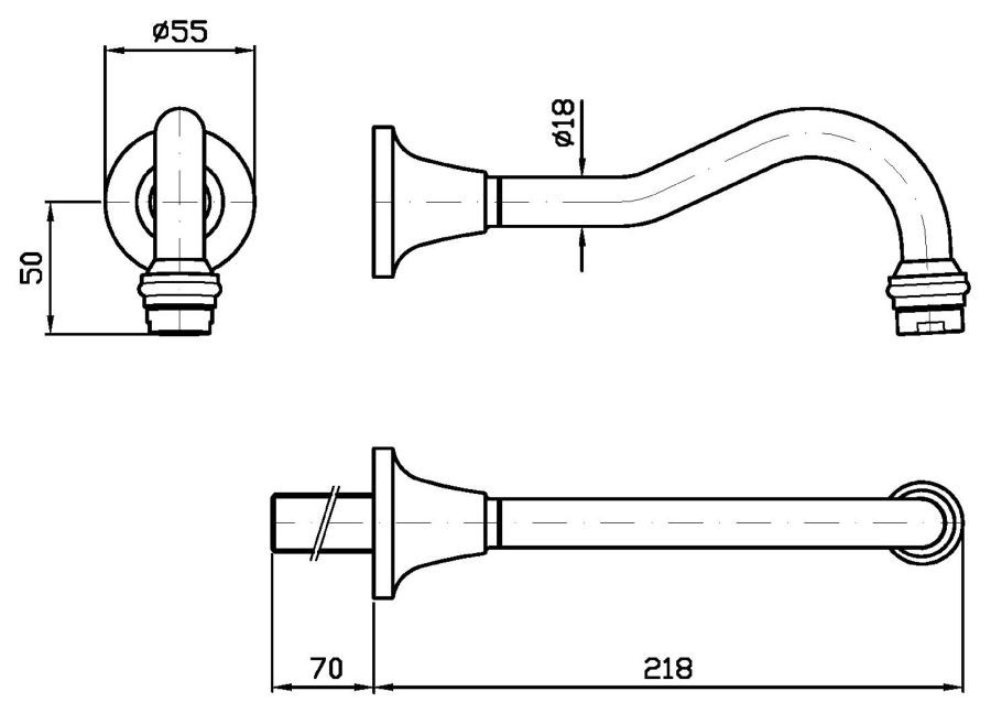 Излив Zucchetti Agora Classic, настенный, 220 мм, цвет хром - изображение 2