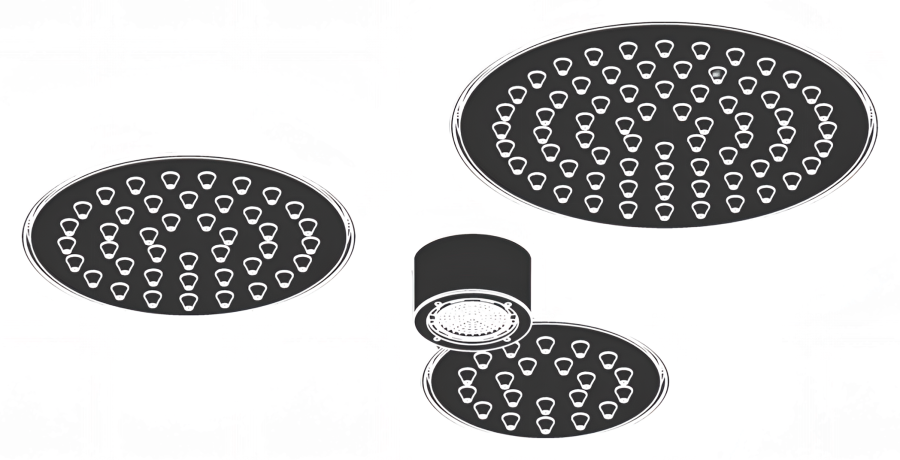 Верхний душ CEA Design Acqua E Luce, встраиваемый, 4 насадки с LED хромотерипией, внешняя часть, цвет бронза сатинированная