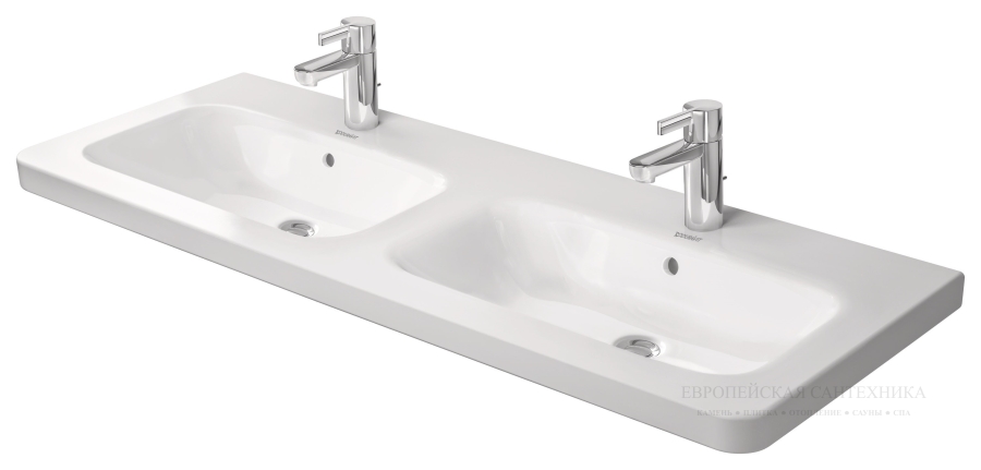 Раковина двойная Duravit DuraStyle для мебели, 1300x480 мм, с 2 отверстиями под смесители, цвет белый с покрытием WonderGliss