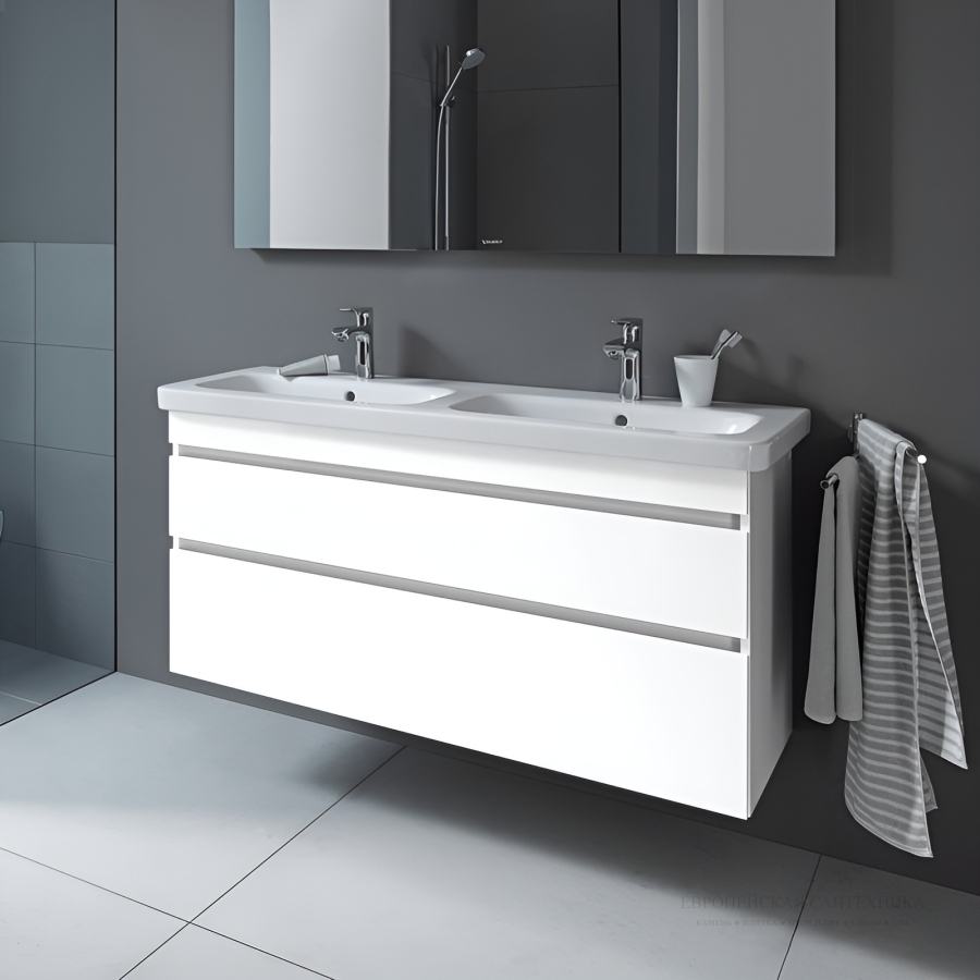 Раковина двойная Duravit DuraStyle для мебели, 1300x480 мм, с 2 отверстиями под смесители, цвет белый с покрытием WonderGliss - изображение 2