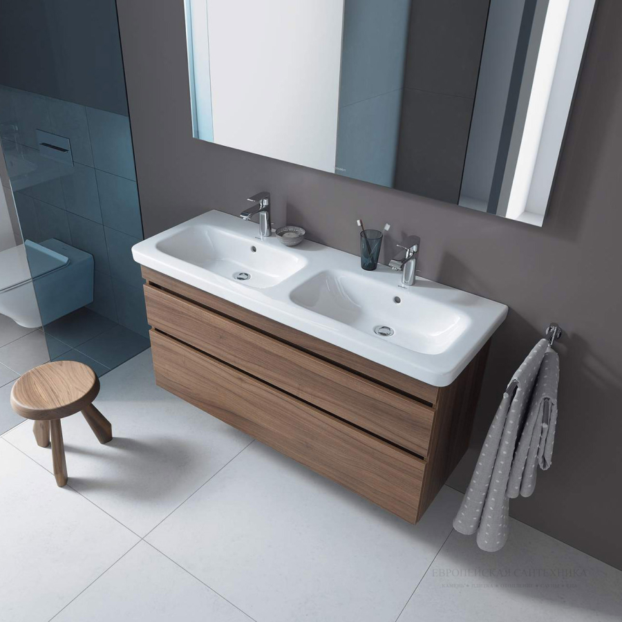 Раковина двойная Duravit DuraStyle для мебели, 1300x480 мм, с 2 отверстиями под смесители, цвет белый с покрытием WonderGliss - изображение 1