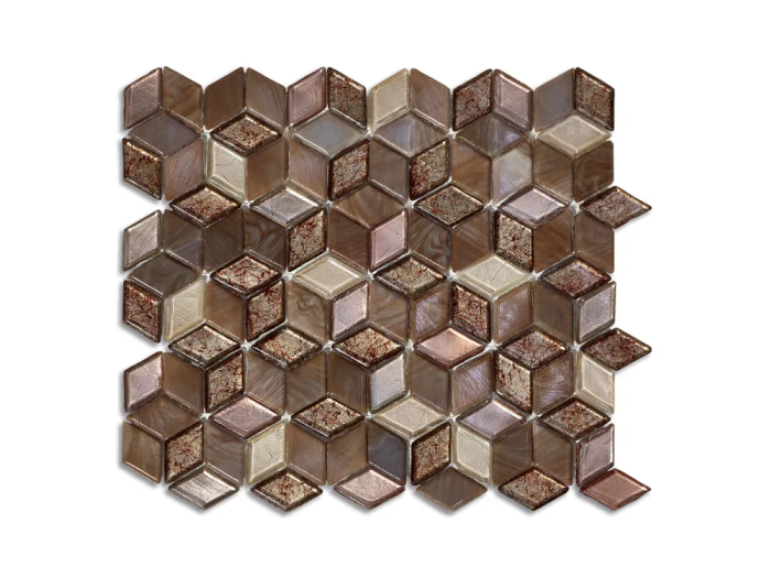 На изображении товар Sicis Стеклянная мозаика Diamond Blends ITEM H1 Shaman Blend chips size 23х40 mm sheet size 229x272 mm от официального представителя в Москве