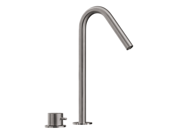 На изображении товар Смеситель для раковины CeaDesign Gradi, прогрессивный, на 2 отверстия, поворотный излив, сталь, цвет Black Diamond сатинированный от официального представителя в Москве