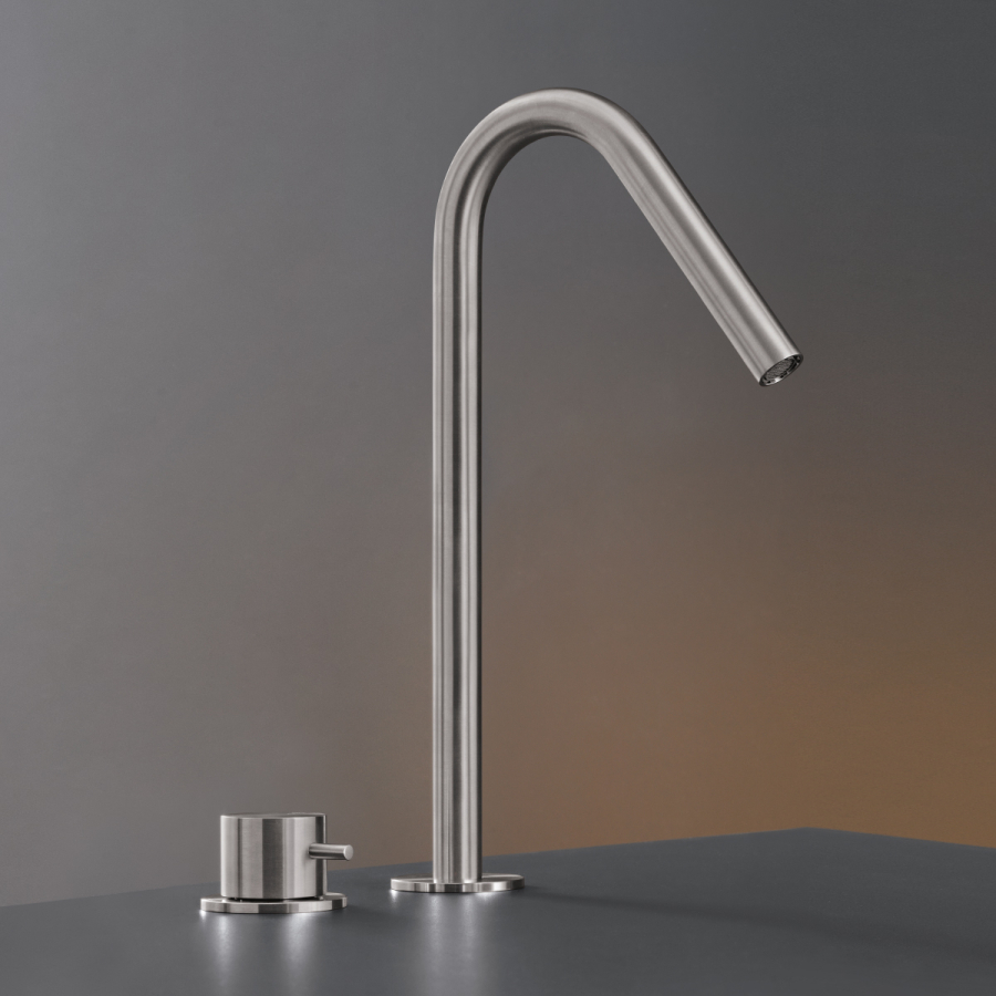 Смеситель для раковины CeaDesign Gradi, прогрессивный, на 2 отверстия, поворотный излив, сталь, цвет Black Diamond сатинированный - изображение 1