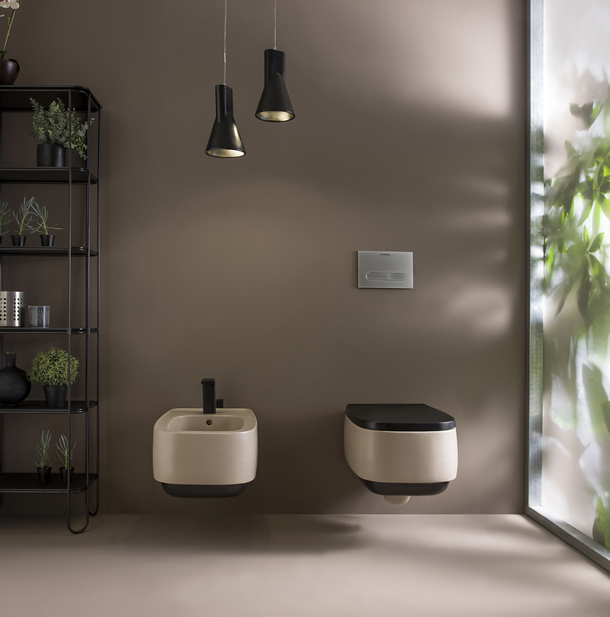 Унитаз Flaminia Flag Stripes, подвесной, 540х380 мм, безободковый с системой goclean, цвет платина - изображение 3