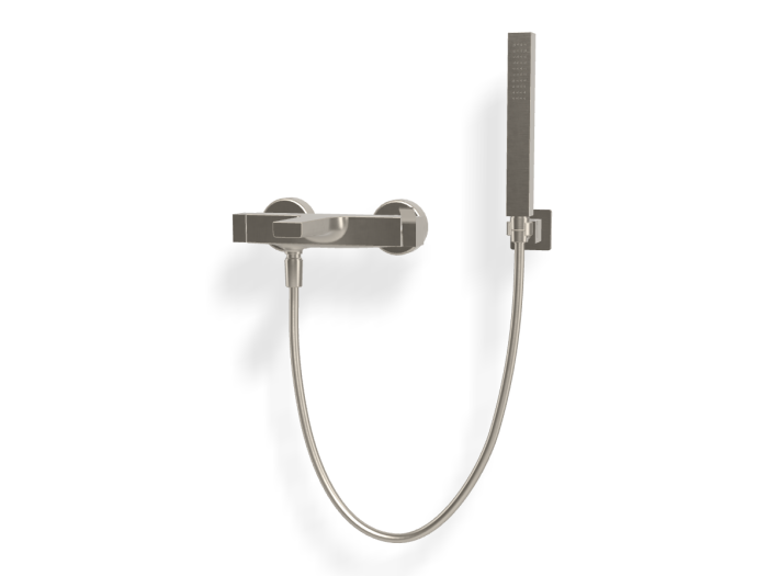 На изображении товар Смеситель для ванны Carlo Frattini Zeta, настенный, с душевым комплектом, цвет брашированный никель от официального представителя в Москве