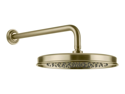 На изображении товар Верхний душ Gessi Venti20, поворотный, с шарниром, настенный, 300 мм, цвет Brushed Brass PVD от официального представителя в Москве