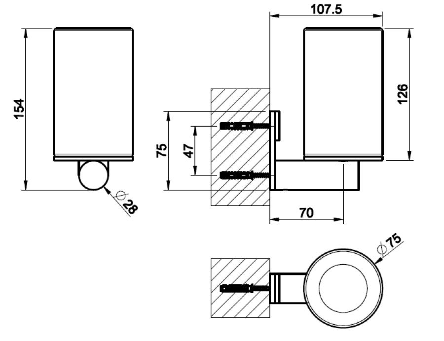 Cтакан Gessi316, настенный, h126хØ75 мм, цвет White/Warm Bronze Brushed PVD - изображение 4