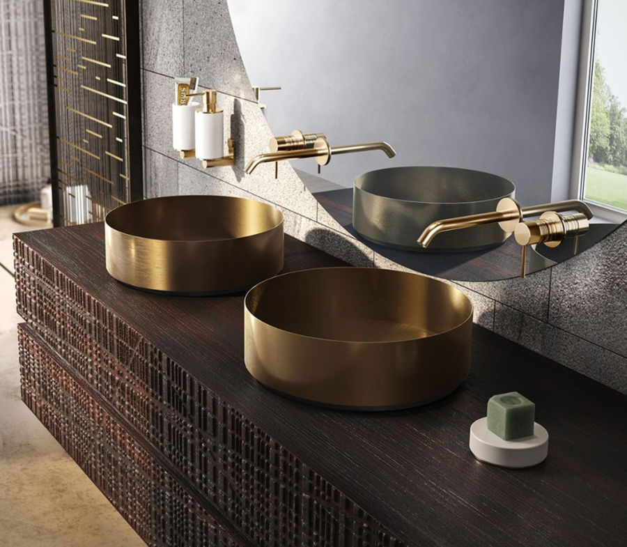 Cтакан Gessi316, настенный, h126хØ75 мм, цвет White/Warm Bronze Brushed PVD - изображение 1