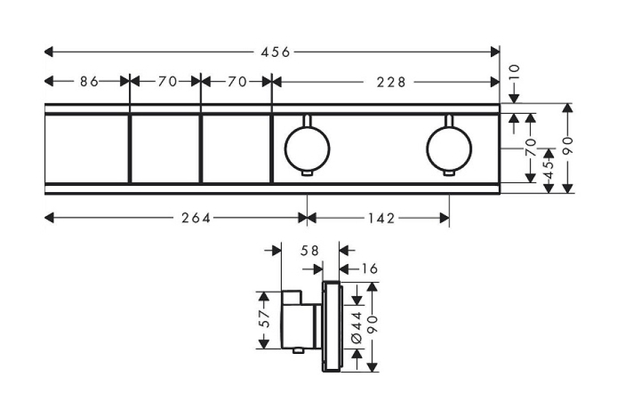 Термостат для душа Hansgrohe RainSelect, настенный, на 2 потребителя, внешняя часть, цвет хром - изображение 3