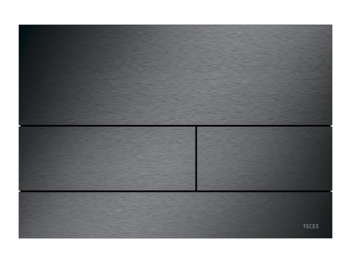 На изображении товар Панель смыва TECEsquare II для унитаза, PVD покрытие против отпечатков пальцев, цвет сатин, черный хром от официального представителя в Москве