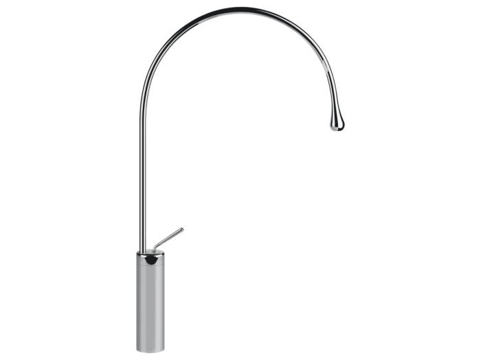 На изображении товар Cмеситель для раковины Gessi Goccia h745 мм, высокий с длинным изливом, без донного клапана, цвет Chrome от официального представителя в Москве
