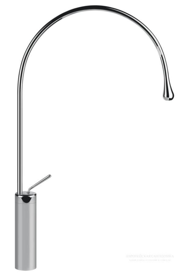 Cмеситель для раковины Gessi Goccia h745 мм, высокий с длинным изливом, без донного клапана, цвет Chrome