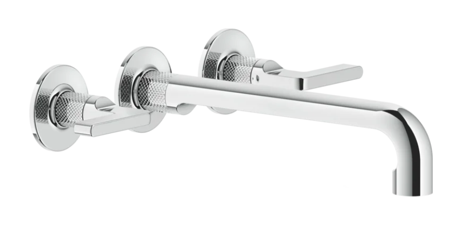 Смеситель для раковины Gessi Inciso, настенный, на 3 отверстия, длинный излив, без донного клапана, встраиваемый, цвет Chrome