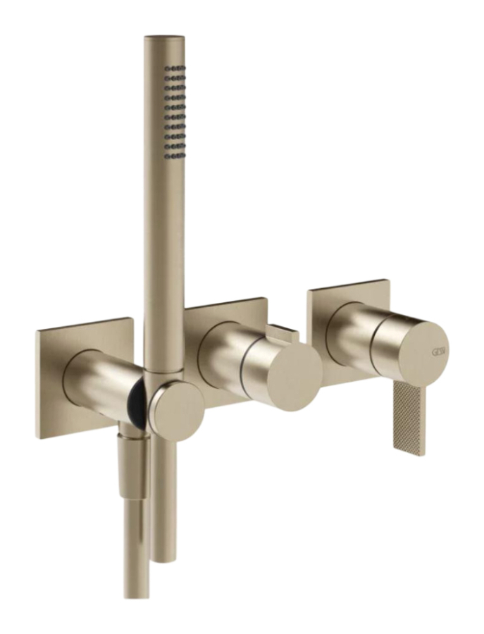 Смеситель для душа Gessi Inverso, настенный, внешняя часть, с переключателем и ручным душем, Н-278 мм, цвет Finox Brushed Nickel