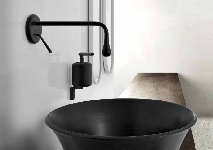 Смеситель для раковины Gessi Goccia, встраиваемый, однорычажный, излив 250 мм, без донного клапана, внешняя часть, цвет Black Metal GHRC - изображение 3