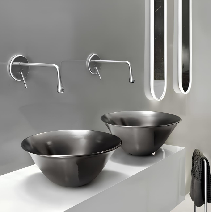 Смеситель для раковины Gessi Goccia, встраиваемый, однорычажный, излив 250 мм, без донного клапана, внешняя часть, цвет Black Metal GHRC - изображение 2