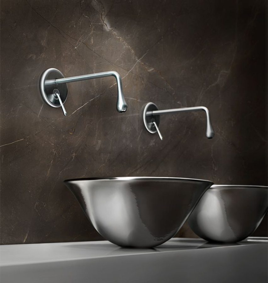 Смеситель для раковины Gessi Goccia, встраиваемый, однорычажный, излив 250 мм, без донного клапана, внешняя часть, цвет Black Metal GHRC - изображение 1