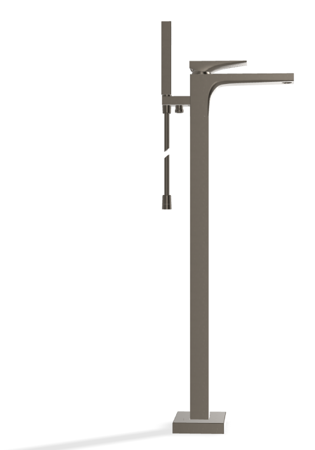 Смеситель для ванны Carlo Frattini Zeta, напольный, h876 мм, с ручным душем, внешняя часть, цвет брашированный чёрный хром - изображение 2