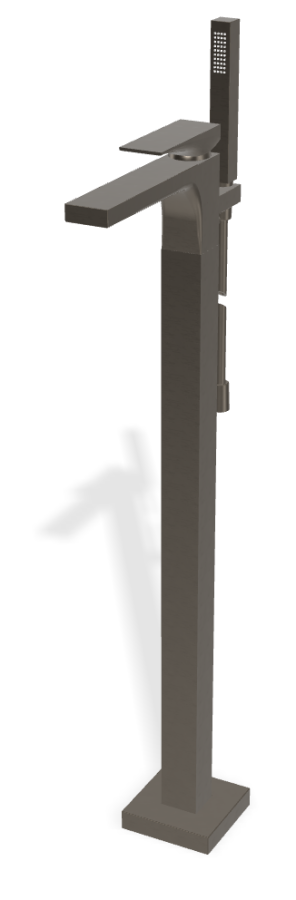 Смеситель для ванны Carlo Frattini Zeta, напольный, h876 мм, с ручным душем, внешняя часть, цвет брашированный чёрный хром