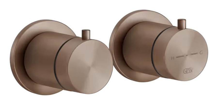 Термостат для душа Gessi316, на 1 выход, внешние части, цвет Copper Brushed PVD