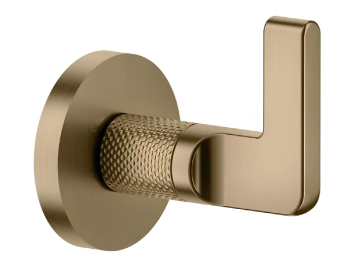 На изображении товар Запорный вентиль Gessi Inciso, для термостата высокой производительности, внешняя часть, цвет Warm Bronze Brushed PVD от официального представителя в Москве