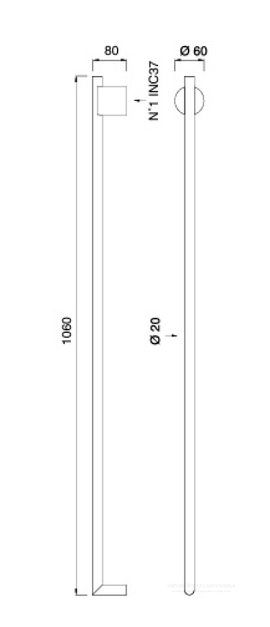 Полотенцесушитель CeaDesign Equilibrio электрический L.1060 мм, сталь, цвет сатинированное светлое золото - изображение 5