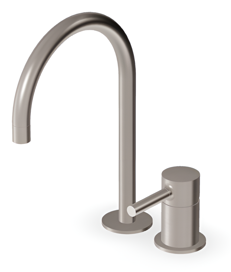 Смеситель для раковины Zucchetti Pan, однорычажный, на 2 отверстия, с поворотным изливом и аэратором, цвет Brushed Nickel