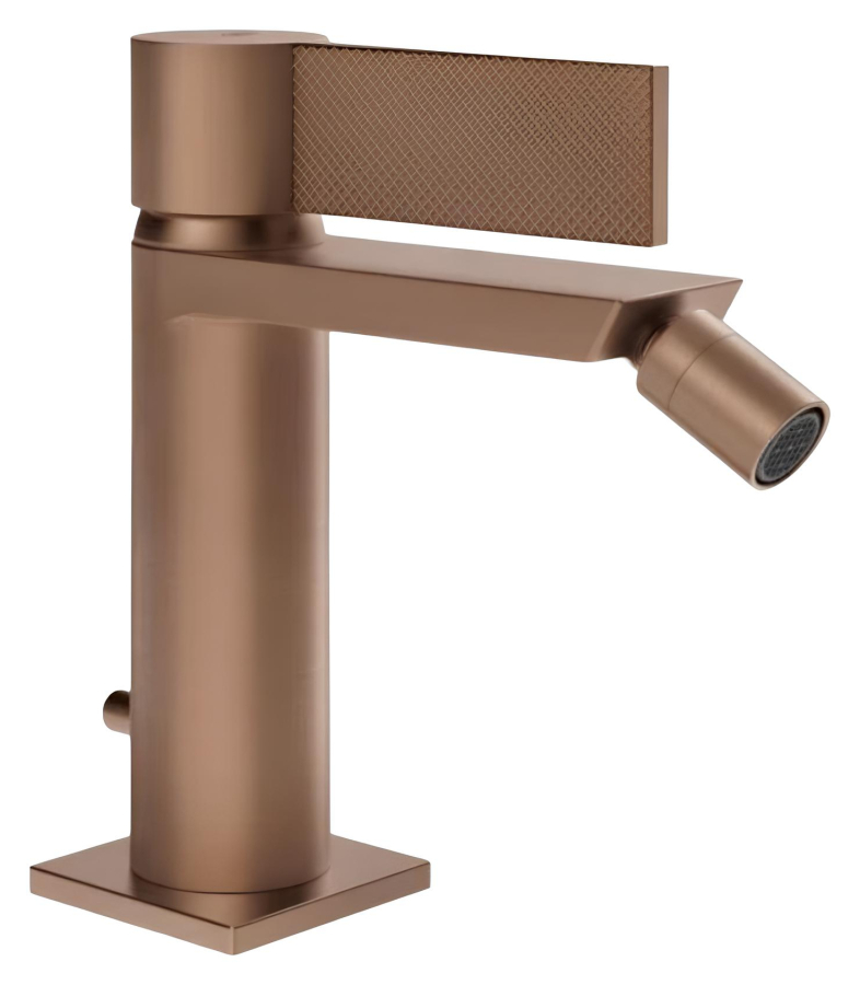 Смеситель для биде Gessi Inverso, однорычажный, с донным клапаном и соединительными шлангами, Н-156 мм, цвет Copper Brushed PVD
