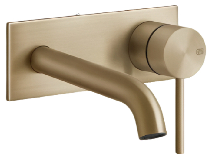 На изображении товар Смеситель для раковины Gessi 316, встраиваемый, длина излива под заказ, без донного клапана, цвет warm Bronze Brushed PVD от официального представителя в Москве